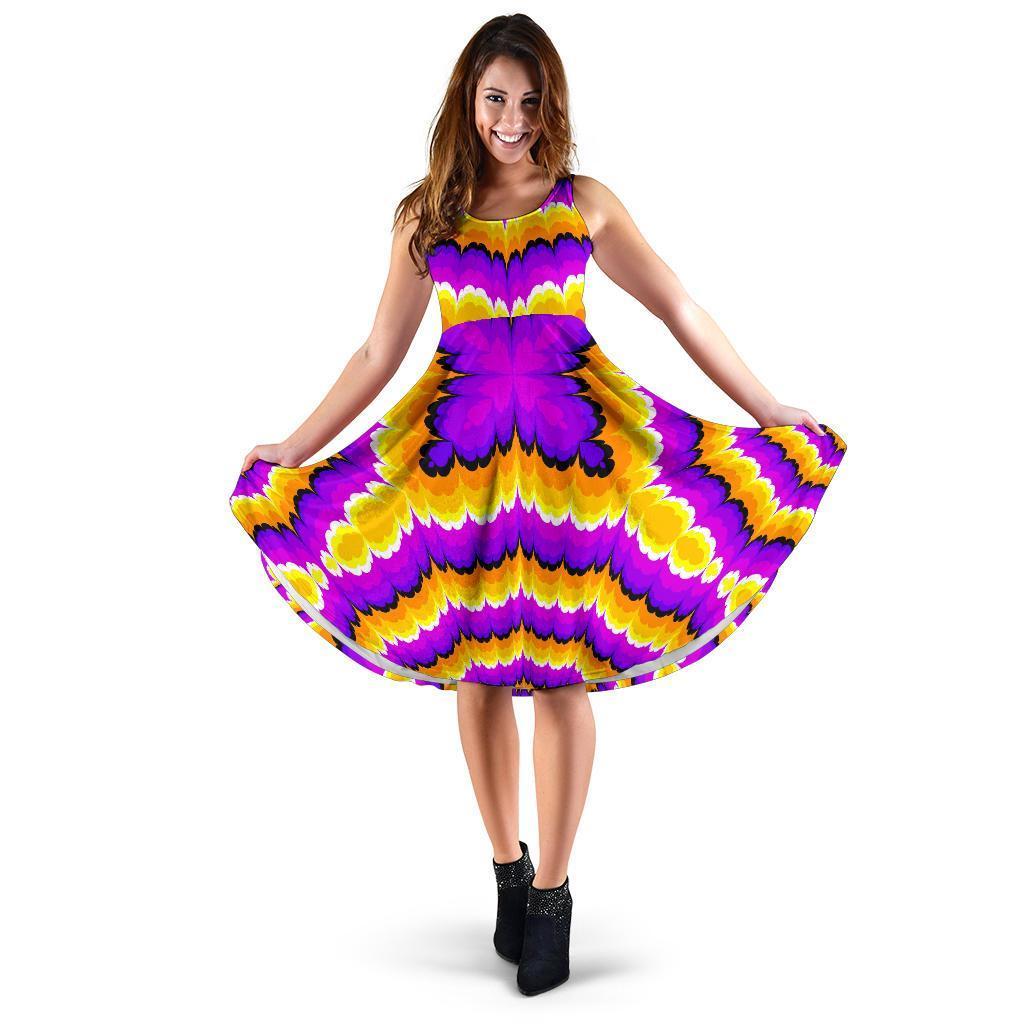 Yellow Explosion Moving Optical Illusion Women's Dress