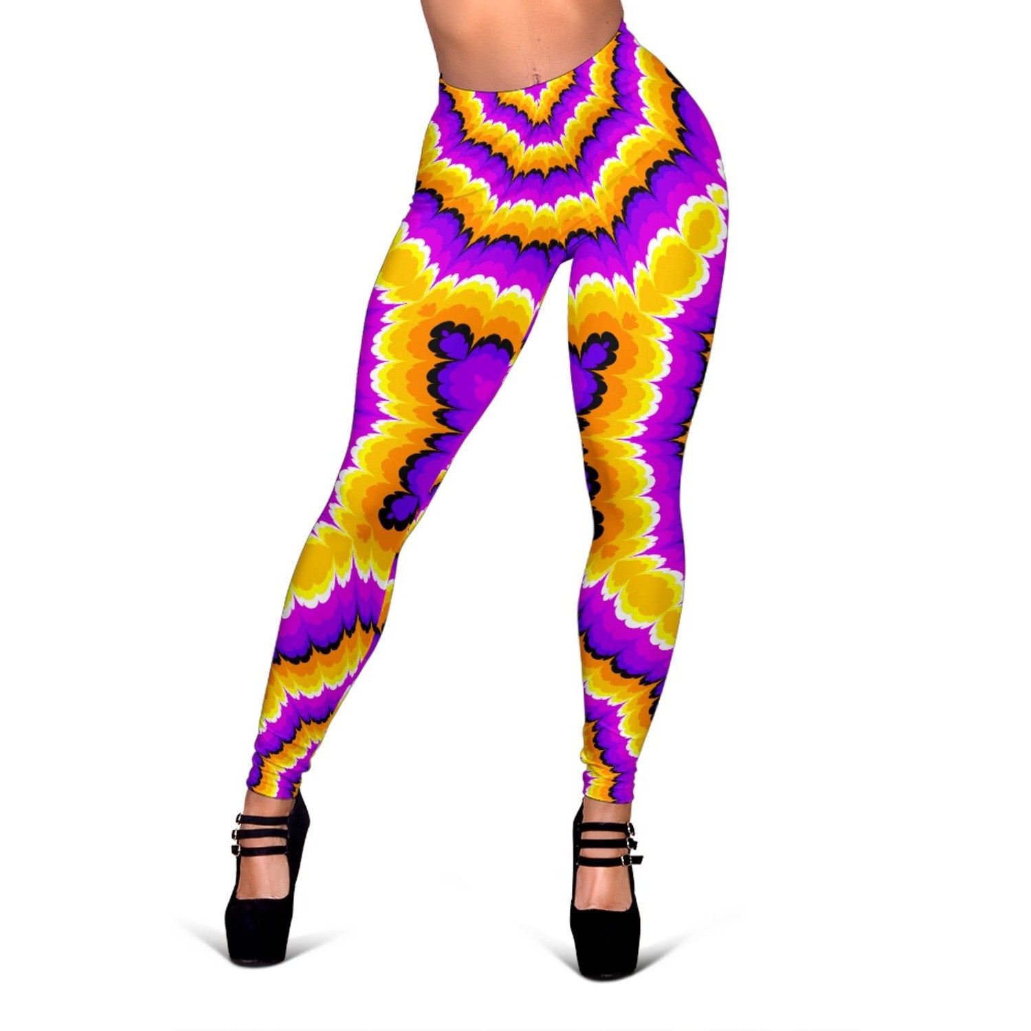 Yellow Explosion Moving Optical Illusion Women's Leggings