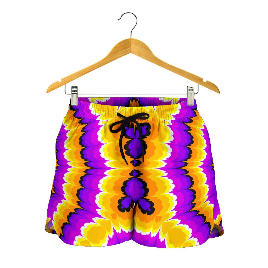 Yellow Explosion Moving Optical Illusion Women's Shorts