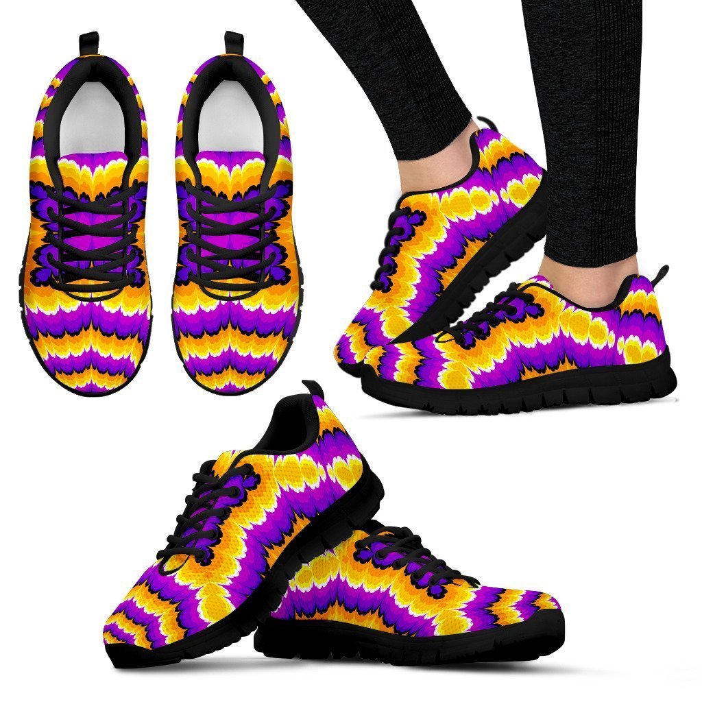 Yellow Explosion Moving Optical Illusion Women's Sneakers