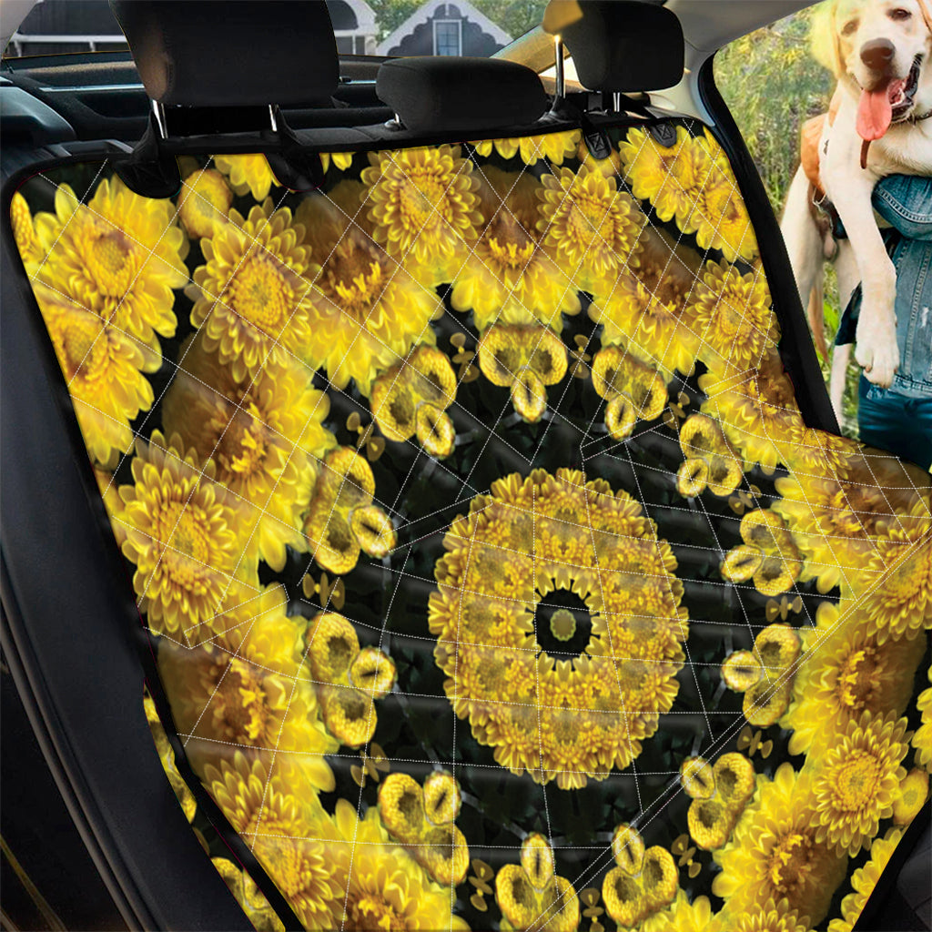 Yellow Flower Kaleidoscope Print Pet Car Back Seat Cover