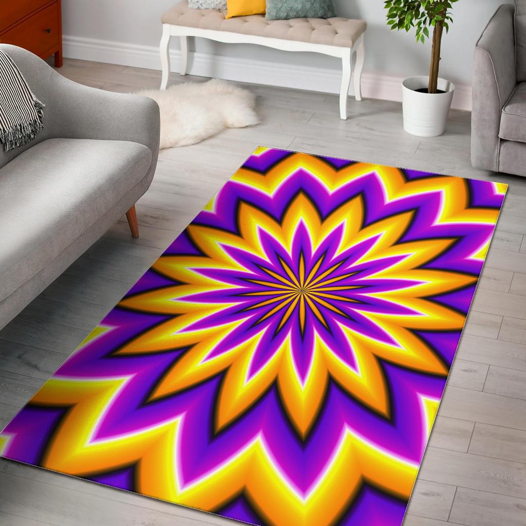 Yellow Flower Moving Optical Illusion Area Rug