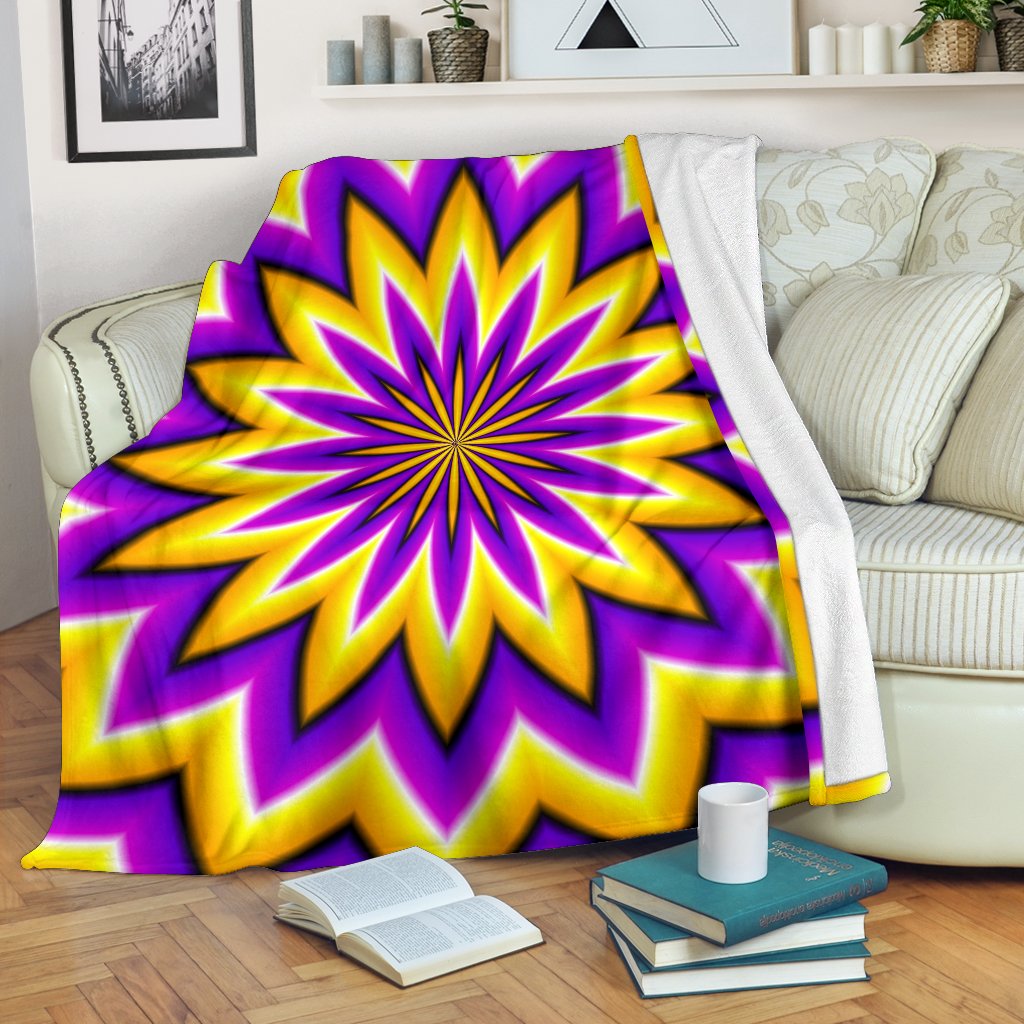 Yellow Flower Moving Optical Illusion Blanket