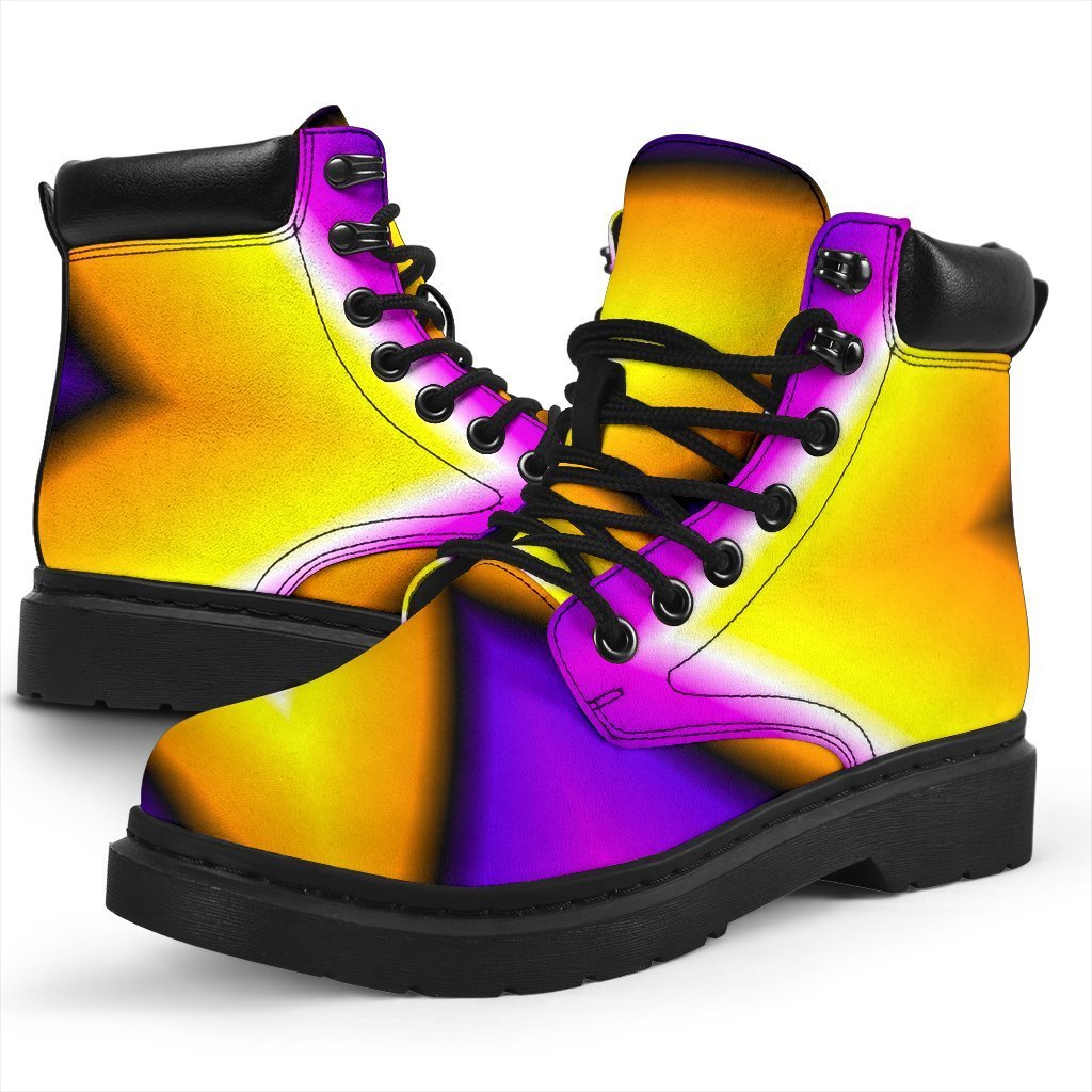 Yellow Flower Moving Optical Illusion Classic Boots