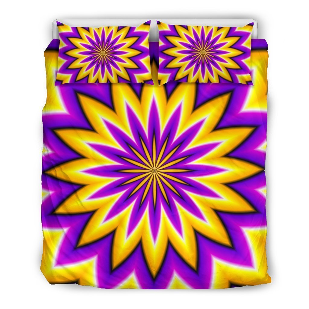 Yellow Flower Moving Optical Illusion Duvet Cover Bedding Set