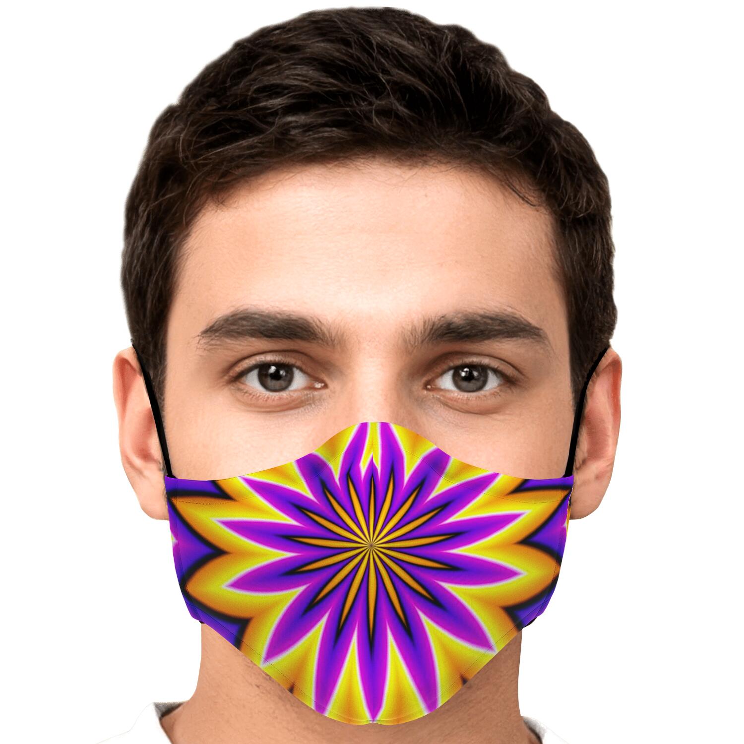 Yellow Flower Moving Optical Illusion Face Mask