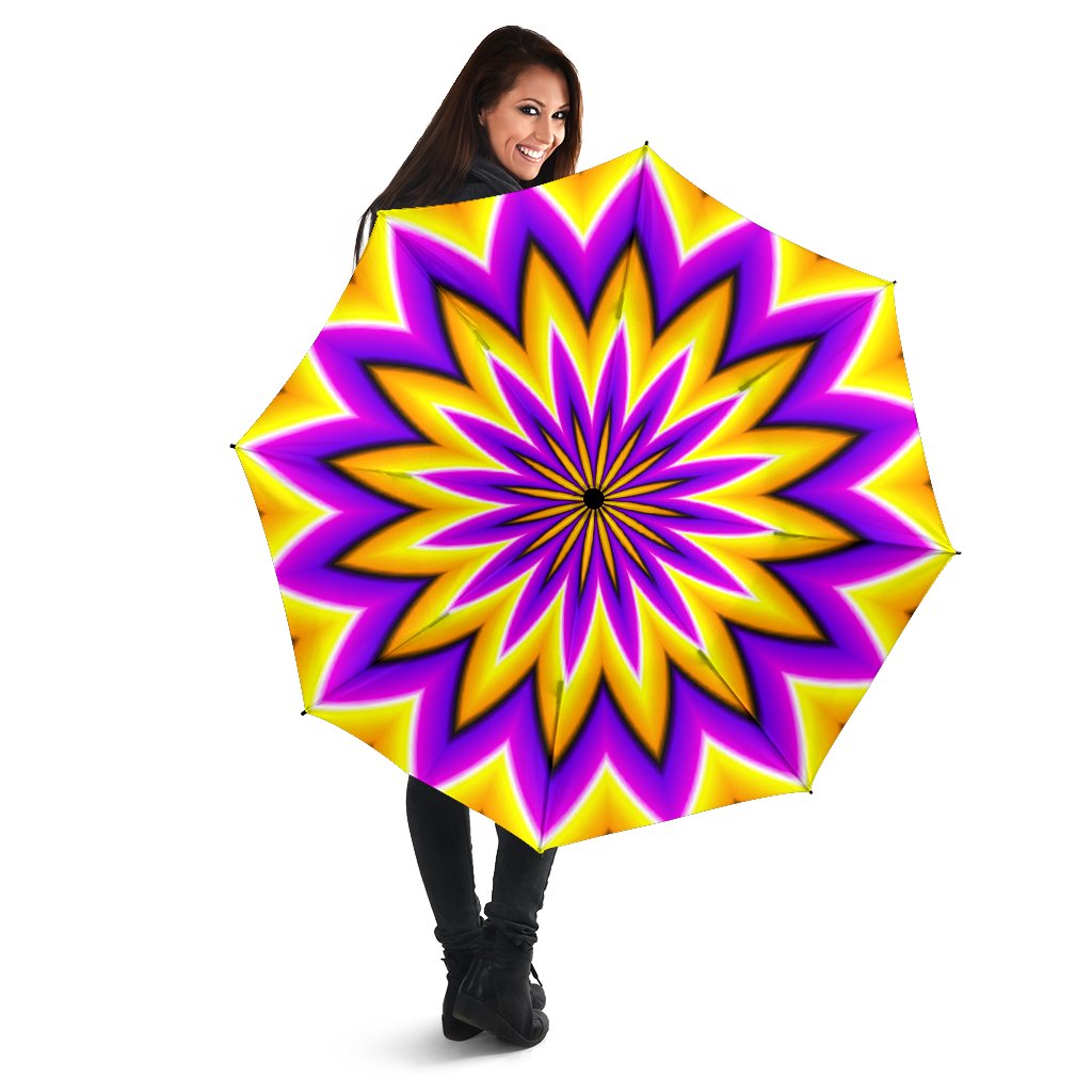 Yellow Flower Moving Optical Illusion Foldable Umbrella