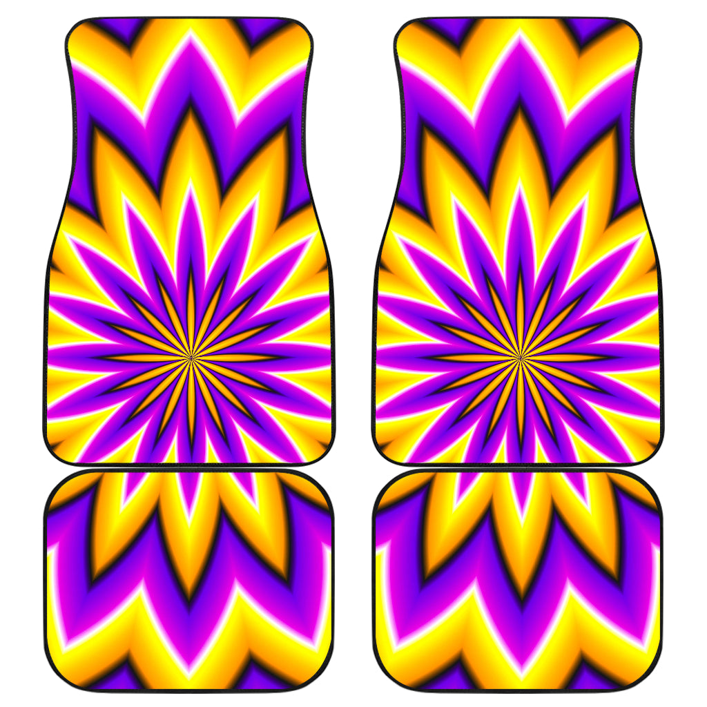 Yellow Flower Moving Optical Illusion Front and Back Car Floor Mats