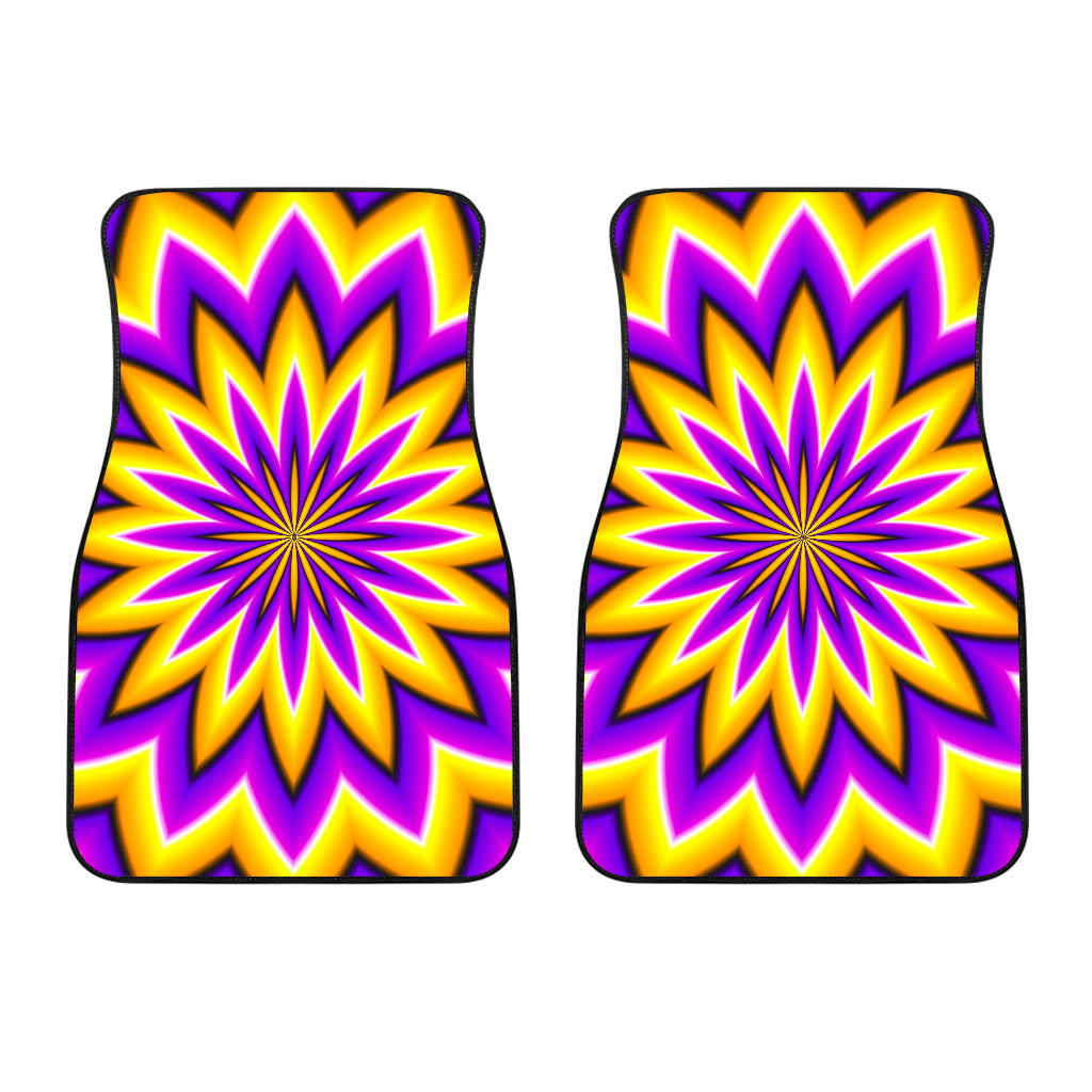 Yellow Flower Moving Optical Illusion Front Car Floor Mats