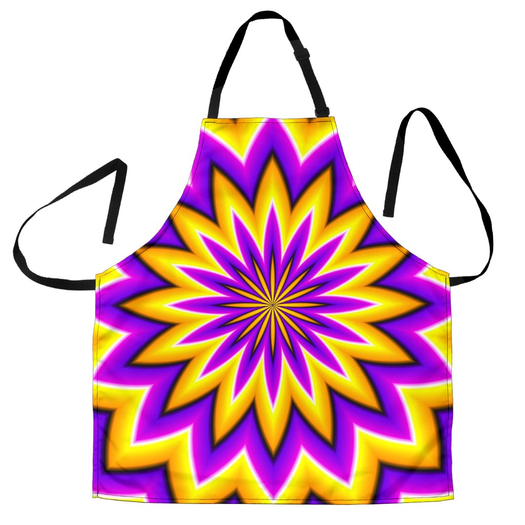 Yellow Flower Moving Optical Illusion Men's Apron