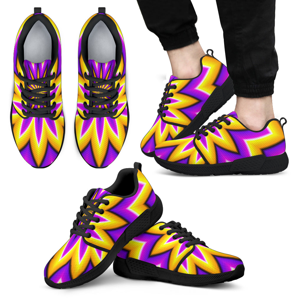 Yellow Flower Moving Optical Illusion Men's Athletic Shoes