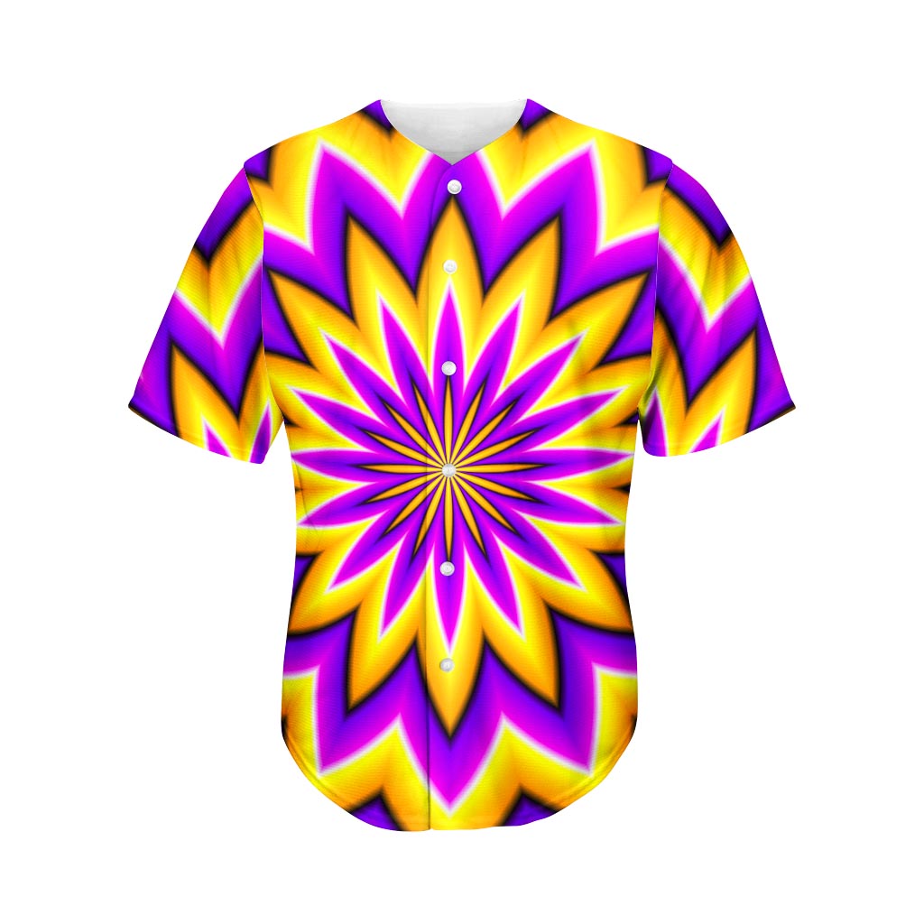 Yellow Flower Moving Optical Illusion Men's Baseball Jersey