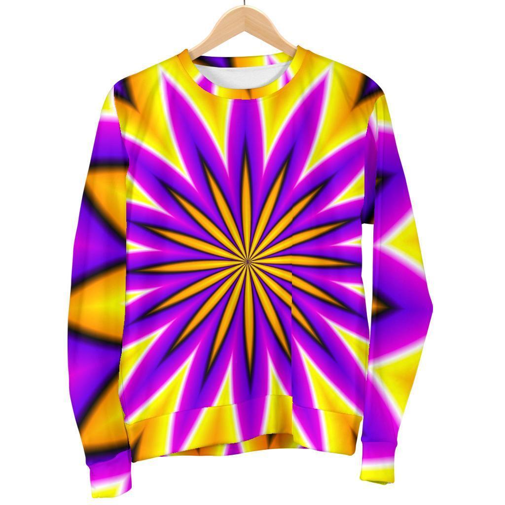 Yellow Flower Moving Optical Illusion Men's Crewneck Sweatshirt