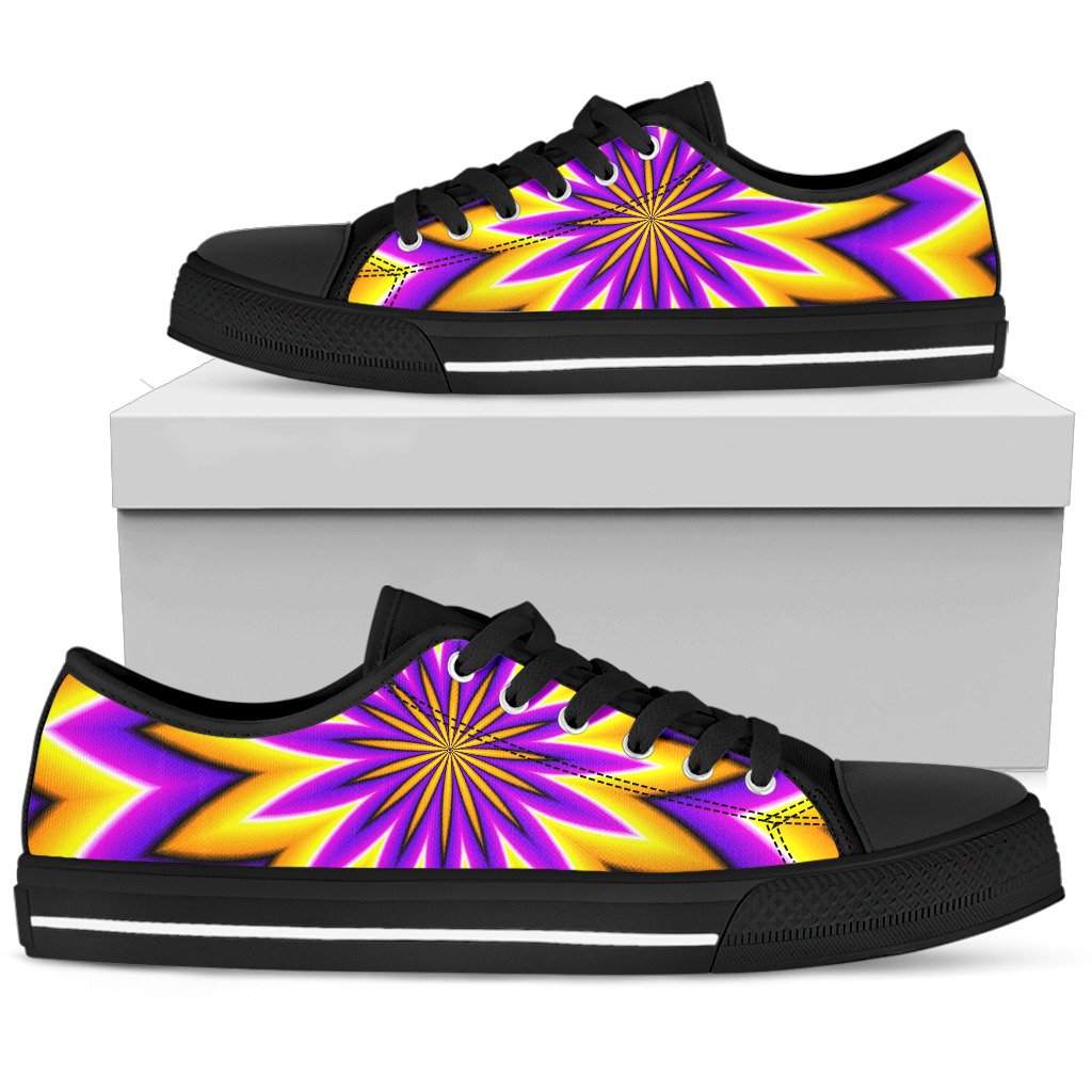 Yellow Flower Moving Optical Illusion Men's Low Top Shoes