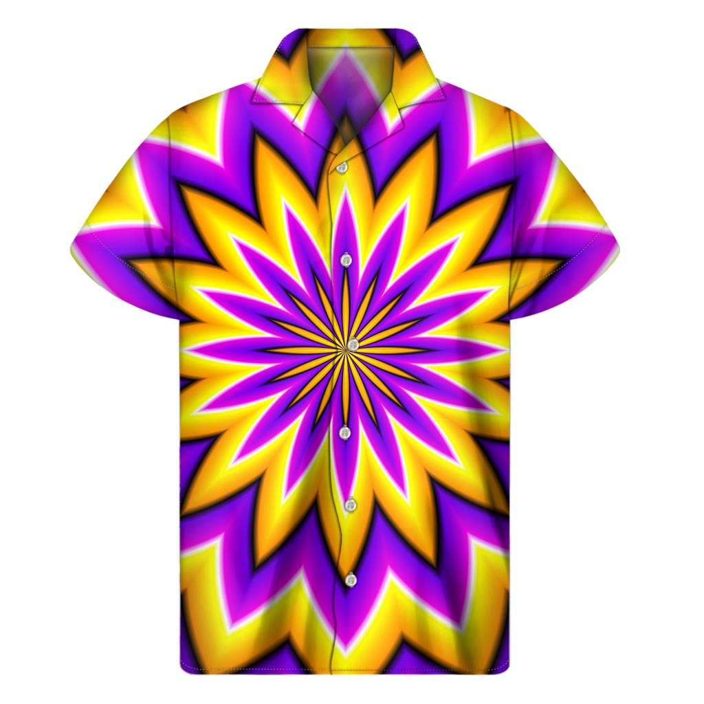 Yellow Flower Moving Optical Illusion Men's Short Sleeve Shirt