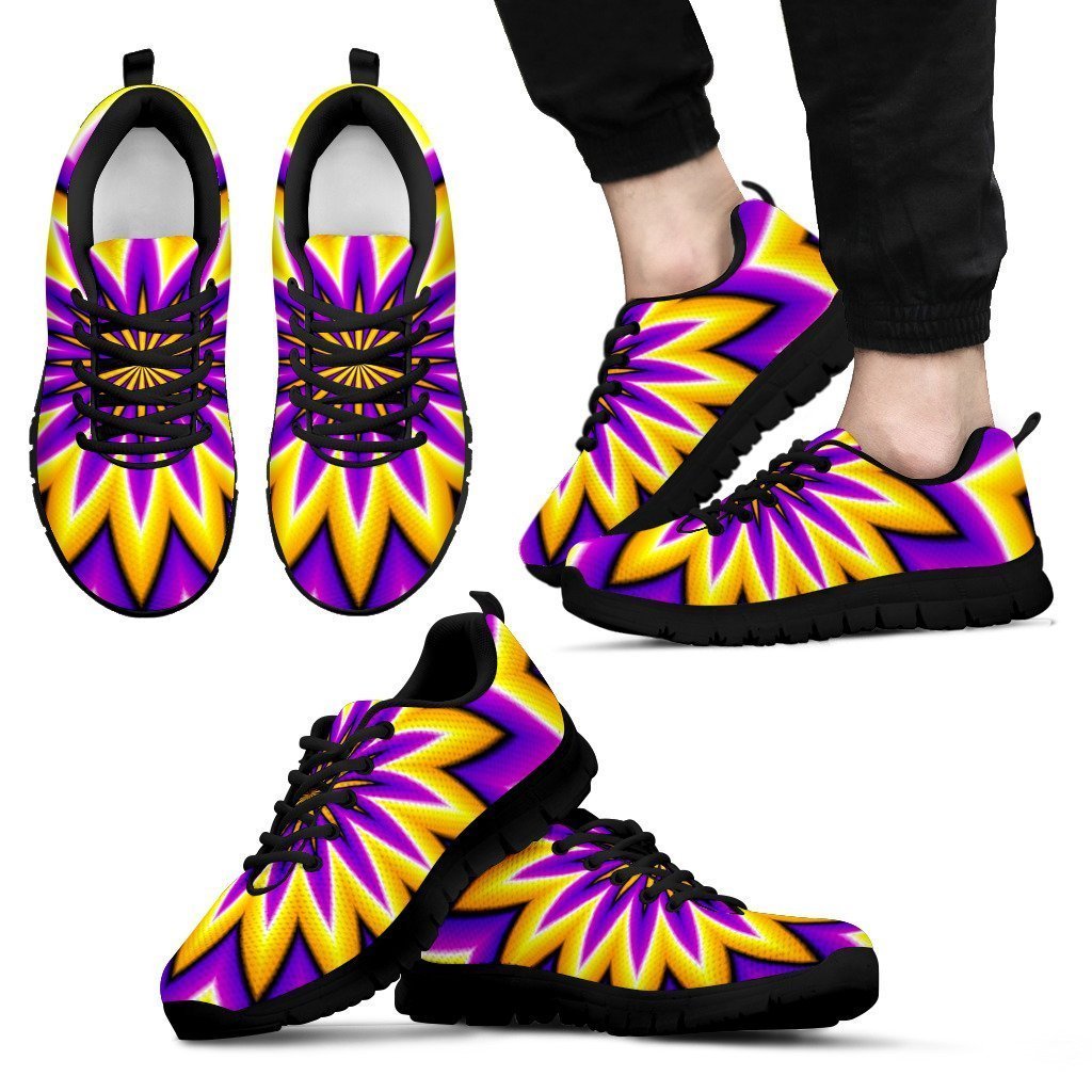 Yellow Flower Moving Optical Illusion Men's Sneakers