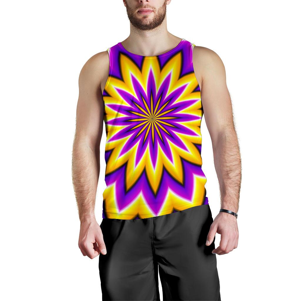 Yellow Flower Moving Optical Illusion Men's Tank Top