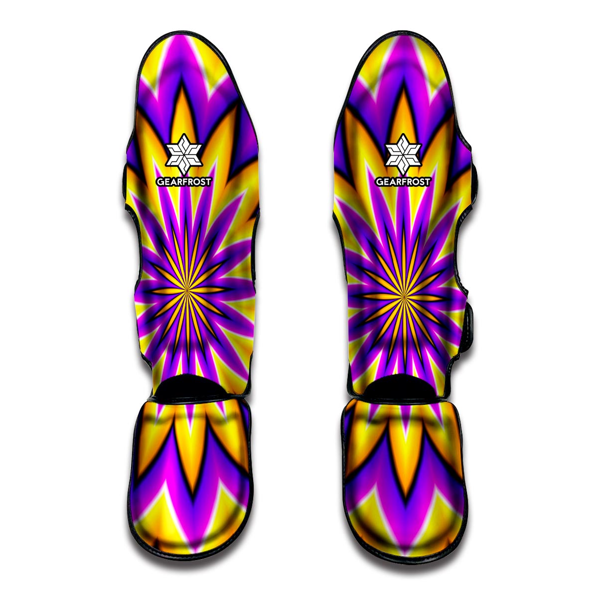 Yellow Flower Moving Optical Illusion Muay Thai Shin Guards