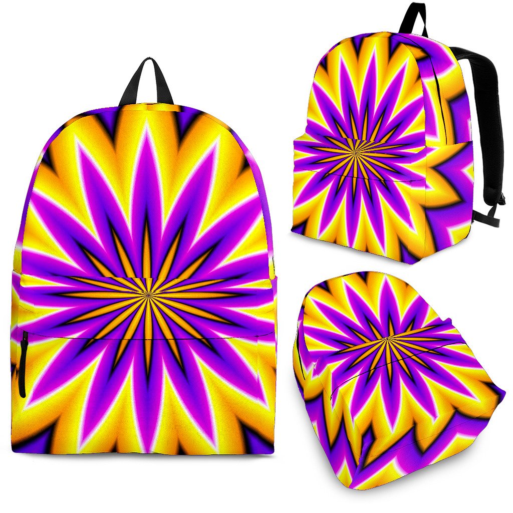 Yellow Flower Moving Optical Illusion School Backpack