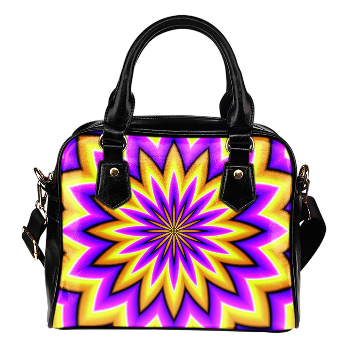 Yellow Flower Moving Optical Illusion Shoulder Handbag