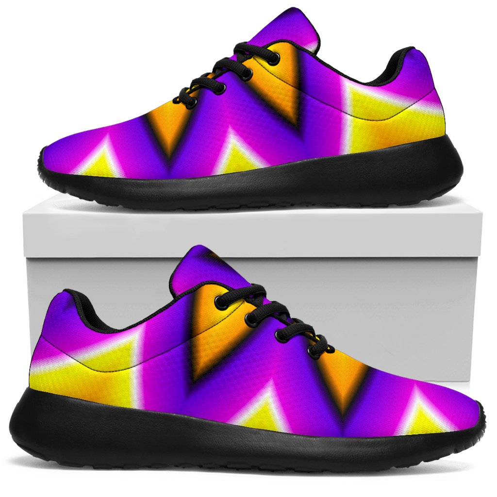 Yellow Flower Moving Optical Illusion Sport Sneakers