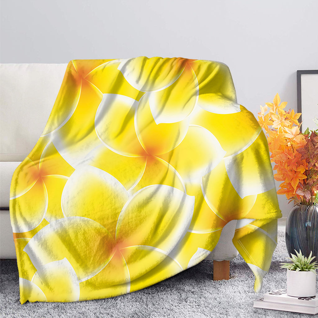 Yellow Frangipani Pattern Print Blanket