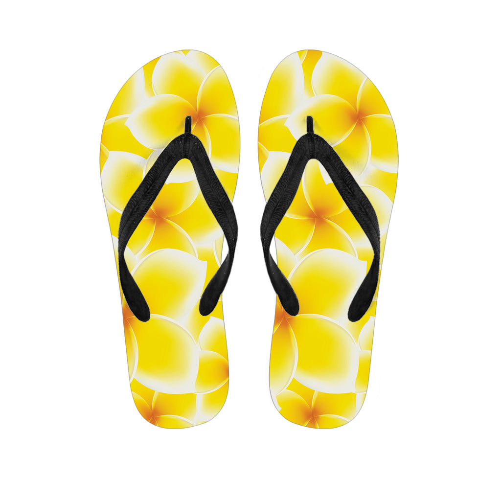 Yellow Frangipani Pattern Print Flip Flops