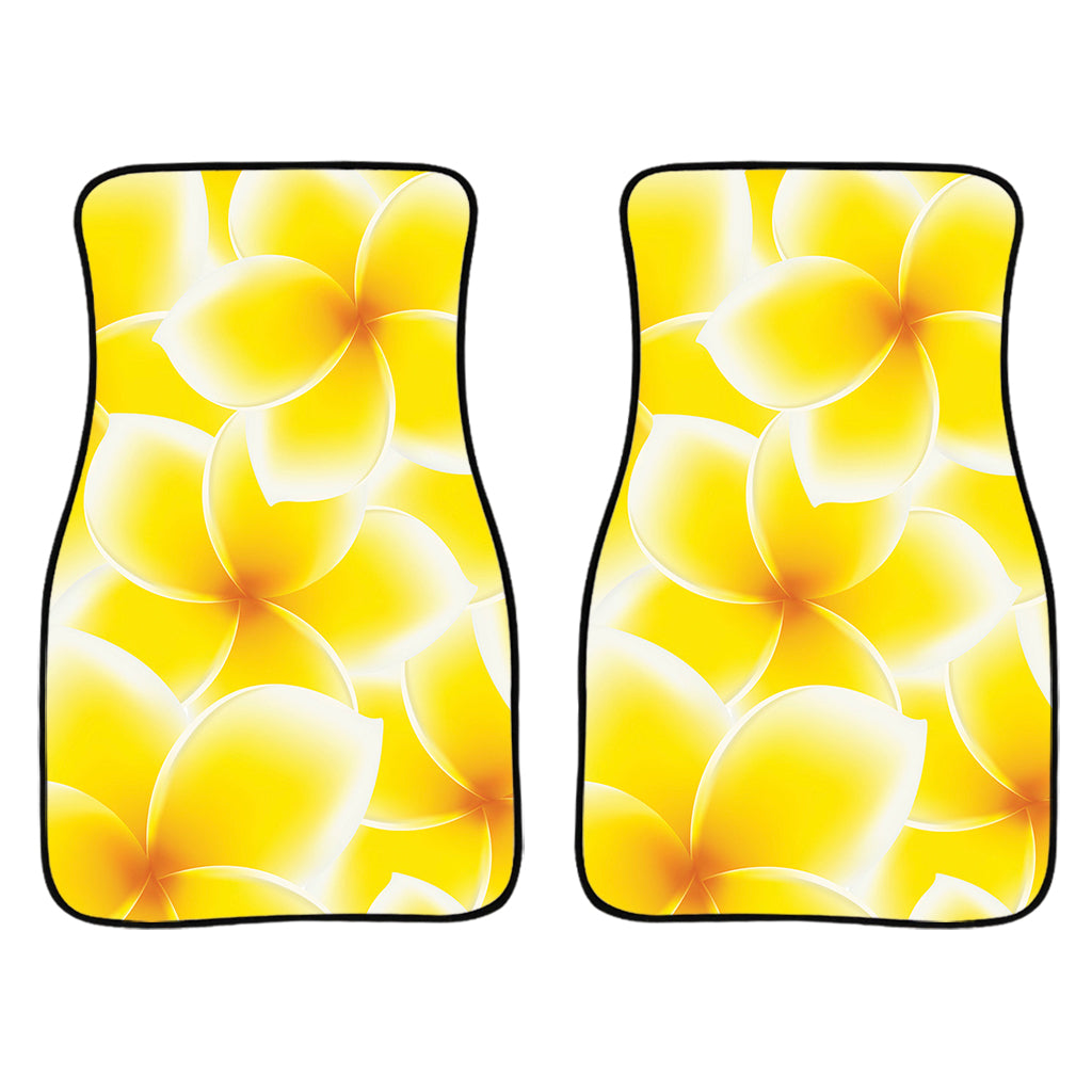 Yellow Frangipani Pattern Print Front Car Floor Mats