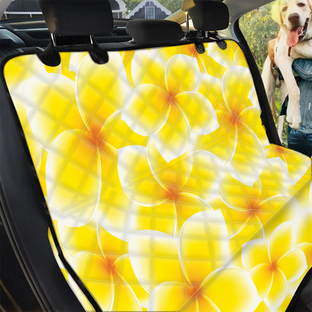 Yellow Frangipani Pattern Print Pet Car Back Seat Cover