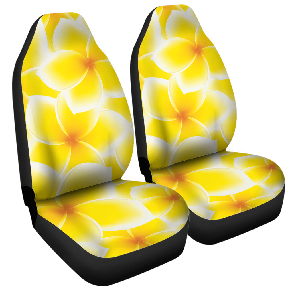 Yellow Frangipani Pattern Print Universal Fit Car Seat Covers