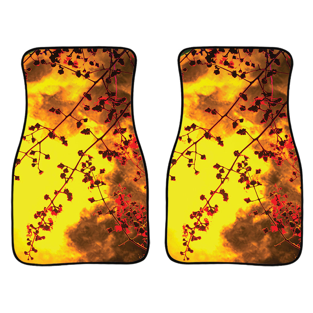 Yellow Full Moon Print Front Car Floor Mats