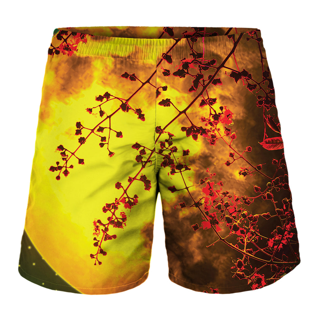 Yellow Full Moon Print Men's Shorts