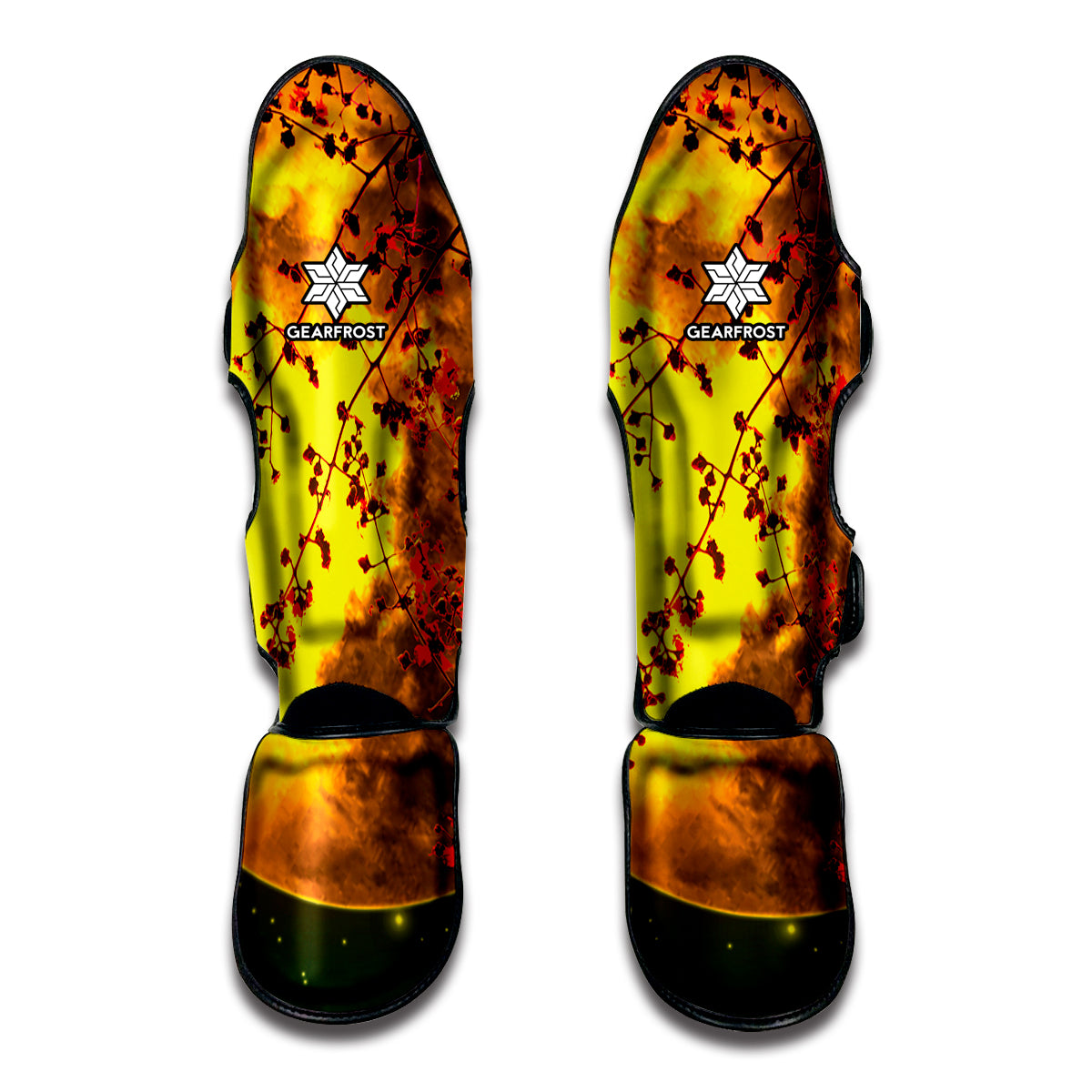 Yellow Full Moon Print Muay Thai Shin Guards