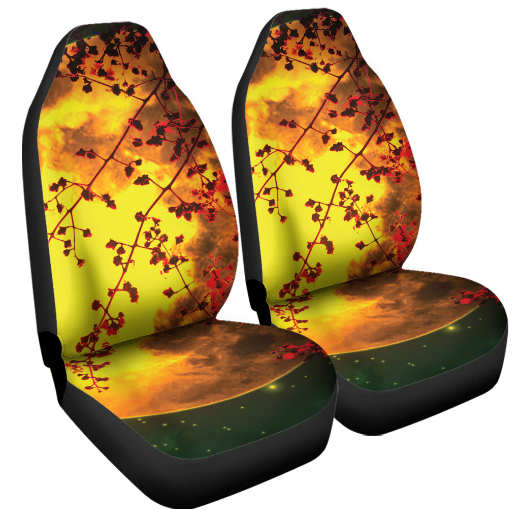 Yellow Full Moon Print Universal Fit Car Seat Covers