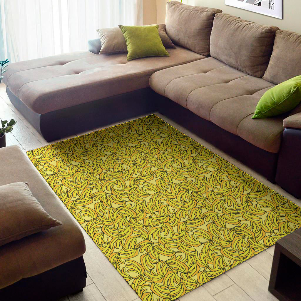 Yellow Geometric Banana Pattern Print Area Rug