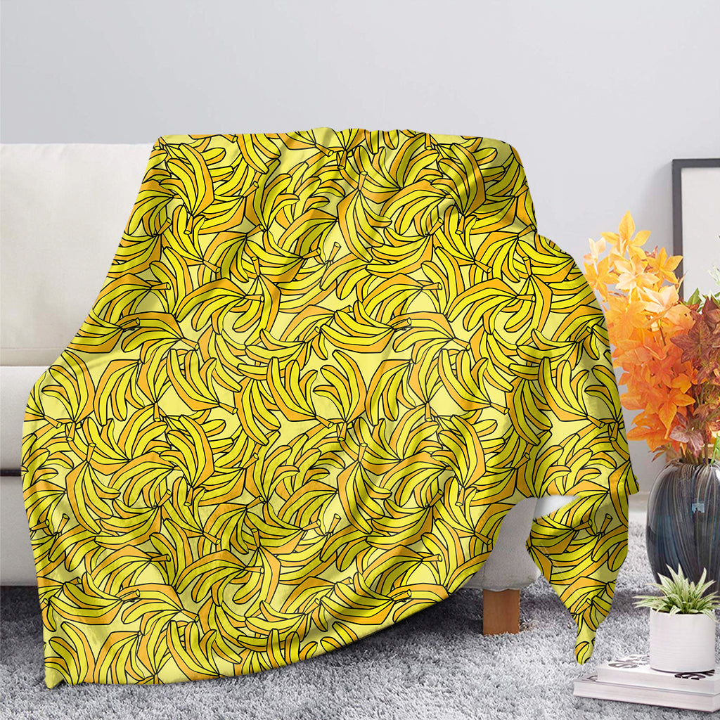 Yellow Geometric Banana Pattern Print Blanket