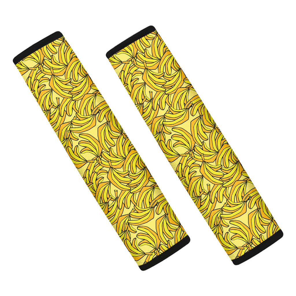 Yellow Geometric Banana Pattern Print Car Seat Belt Covers