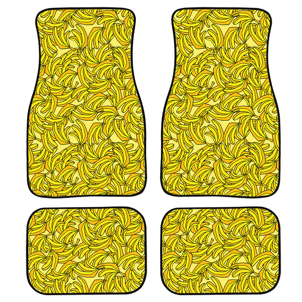 Yellow Geometric Banana Pattern Print Front and Back Car Floor Mats