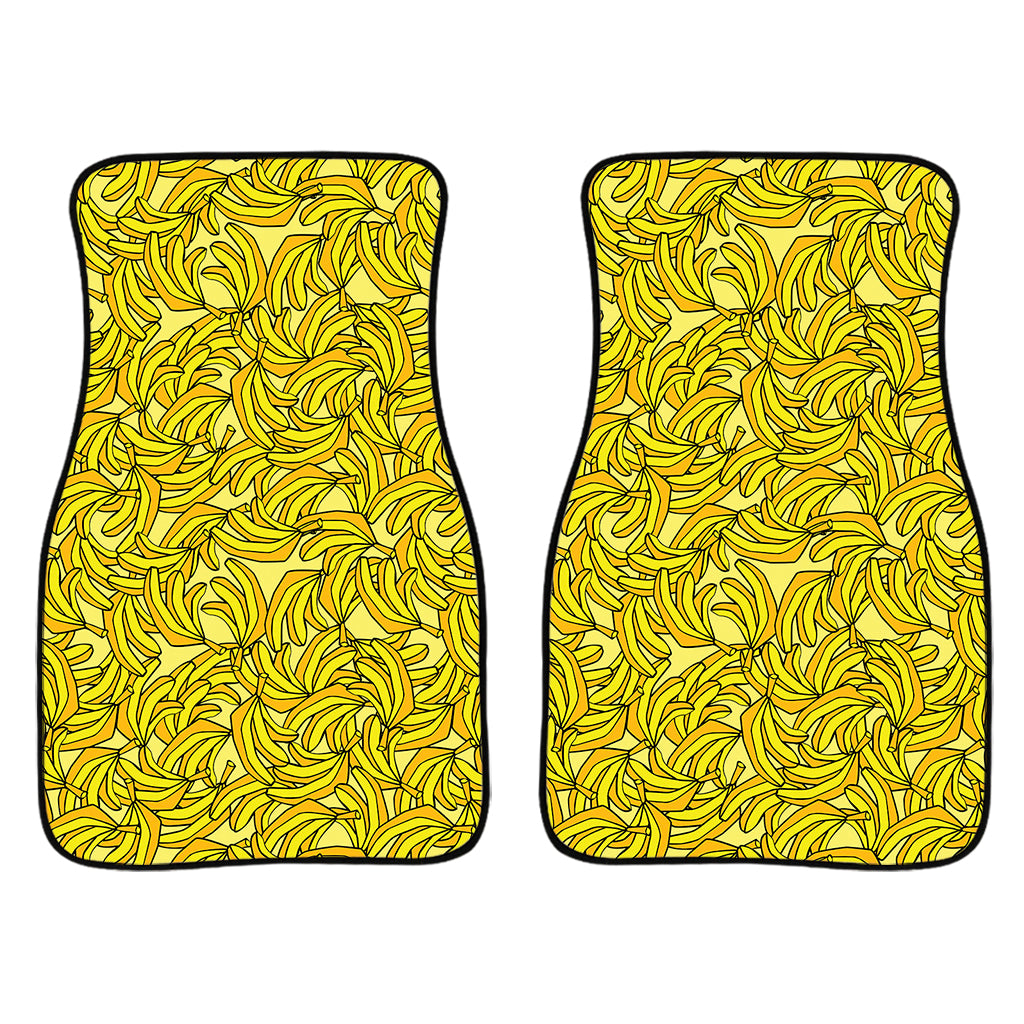 Yellow Geometric Banana Pattern Print Front Car Floor Mats