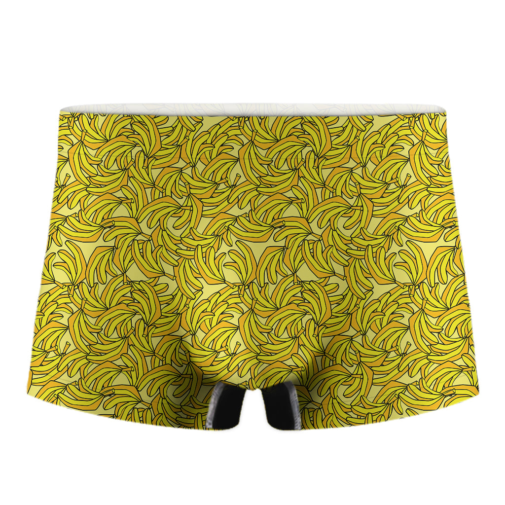 Yellow Geometric Banana Pattern Print Men's Boxer Briefs