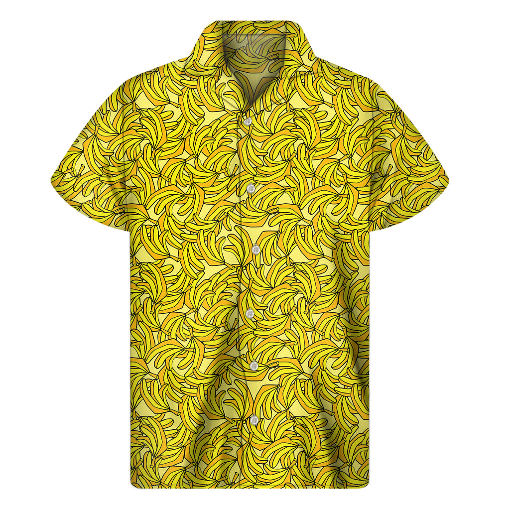 Yellow Geometric Banana Pattern Print Men's Short Sleeve Shirt