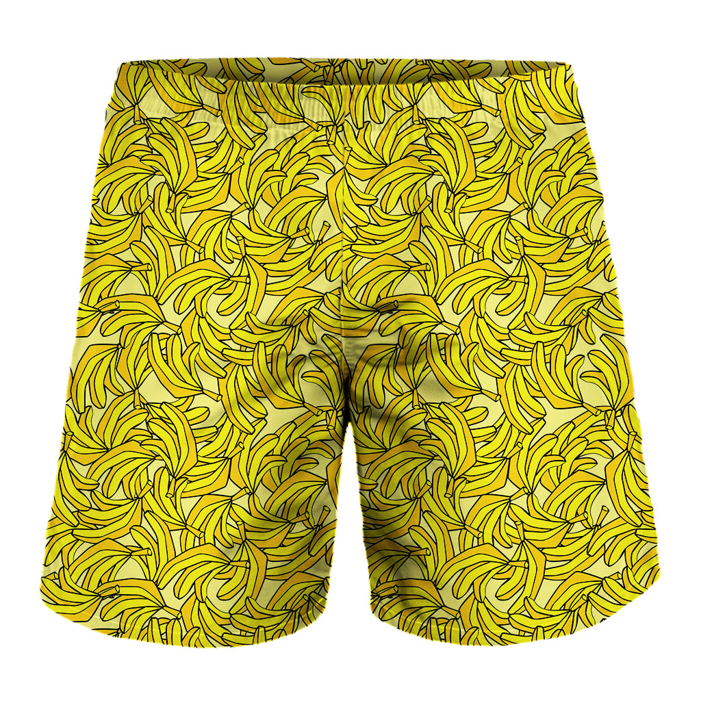 Yellow Geometric Banana Pattern Print Men's Shorts