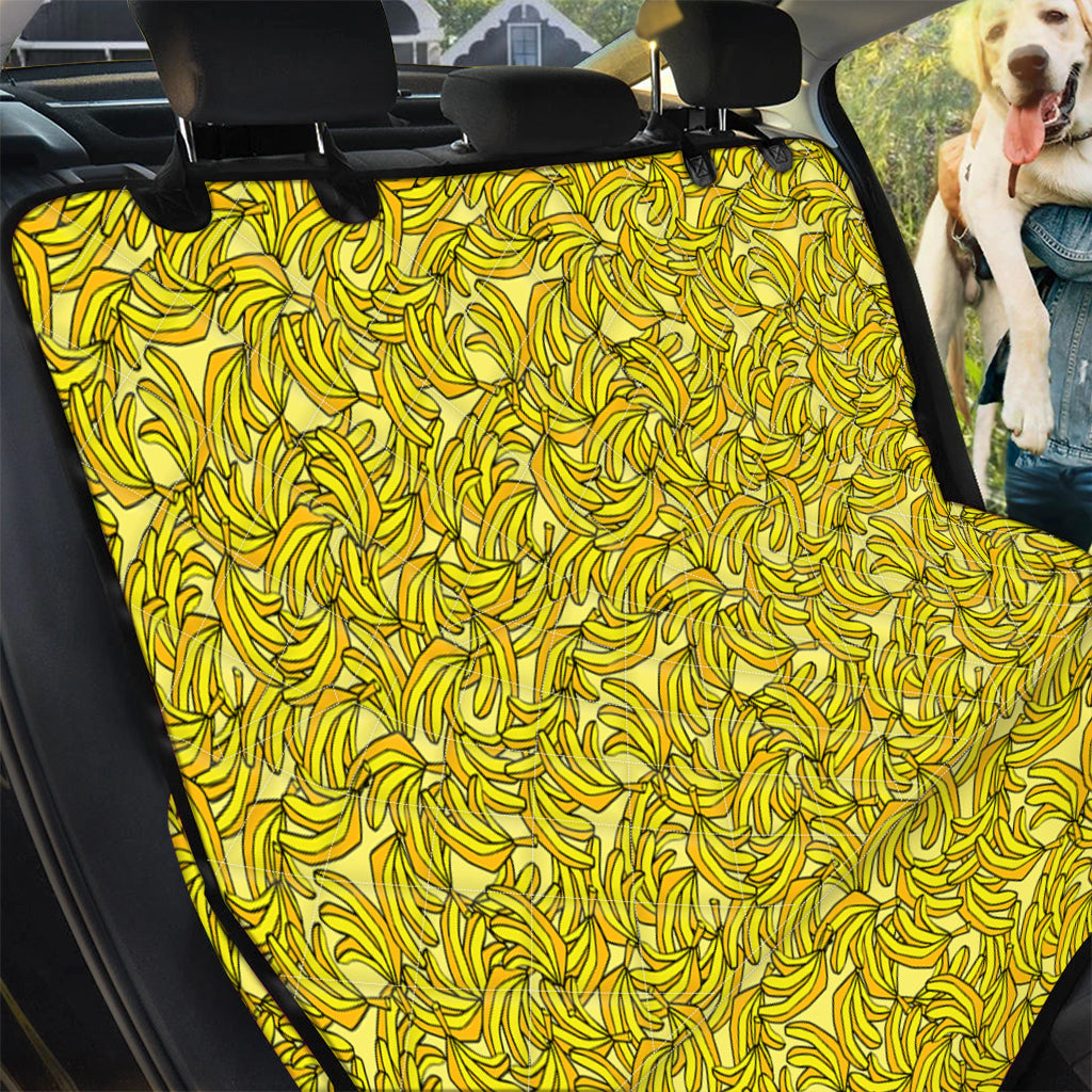 Yellow Geometric Banana Pattern Print Pet Car Back Seat Cover