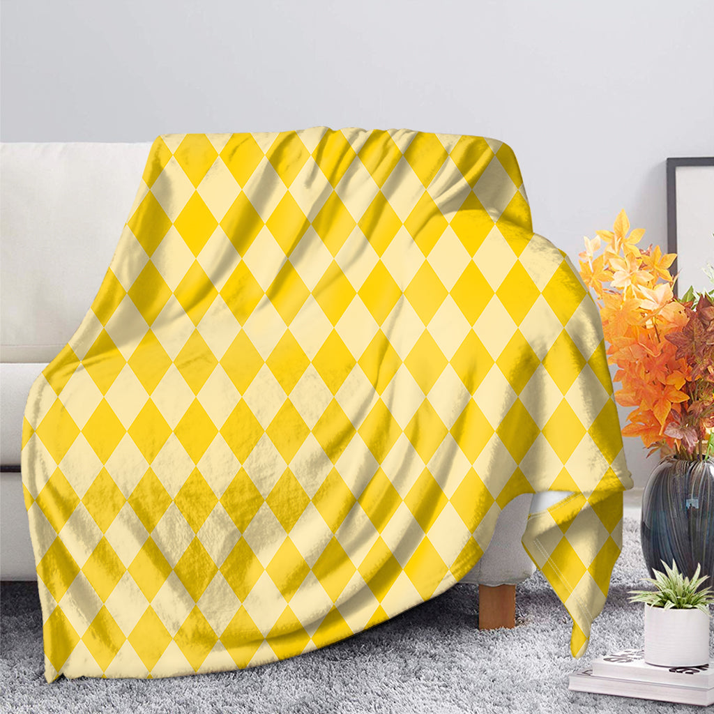 Yellow Harlequin Pattern Print Blanket