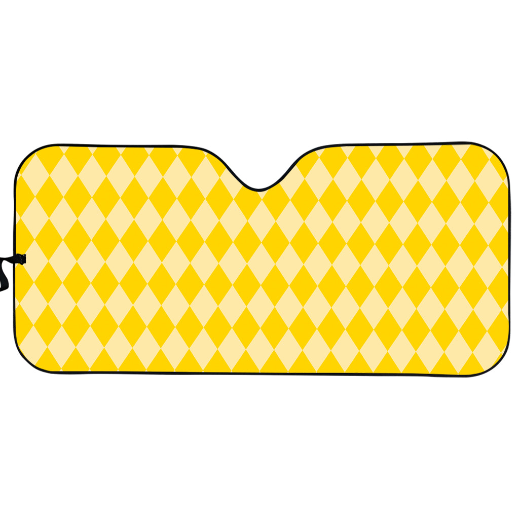 Yellow Harlequin Pattern Print Car Sun Shade