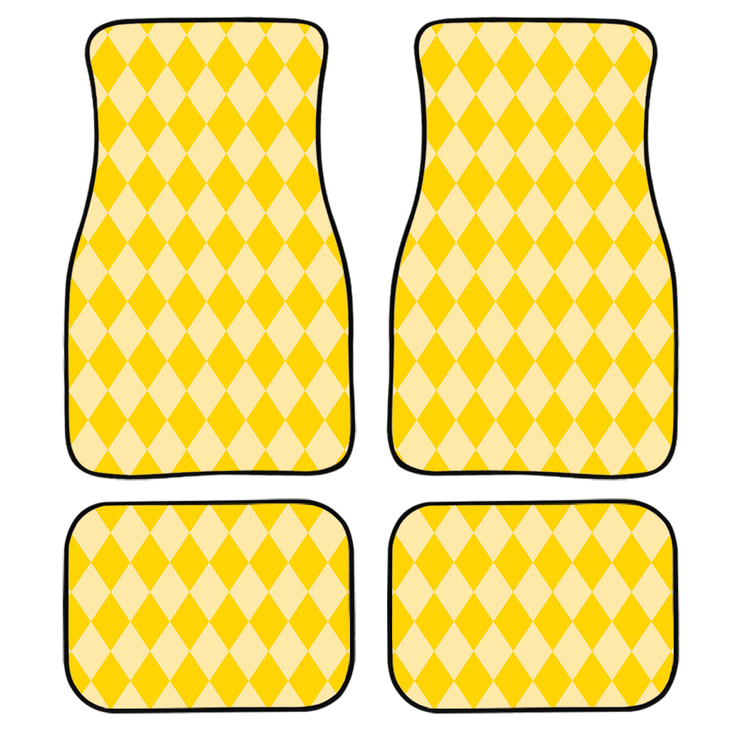 Yellow Harlequin Pattern Print Front and Back Car Floor Mats