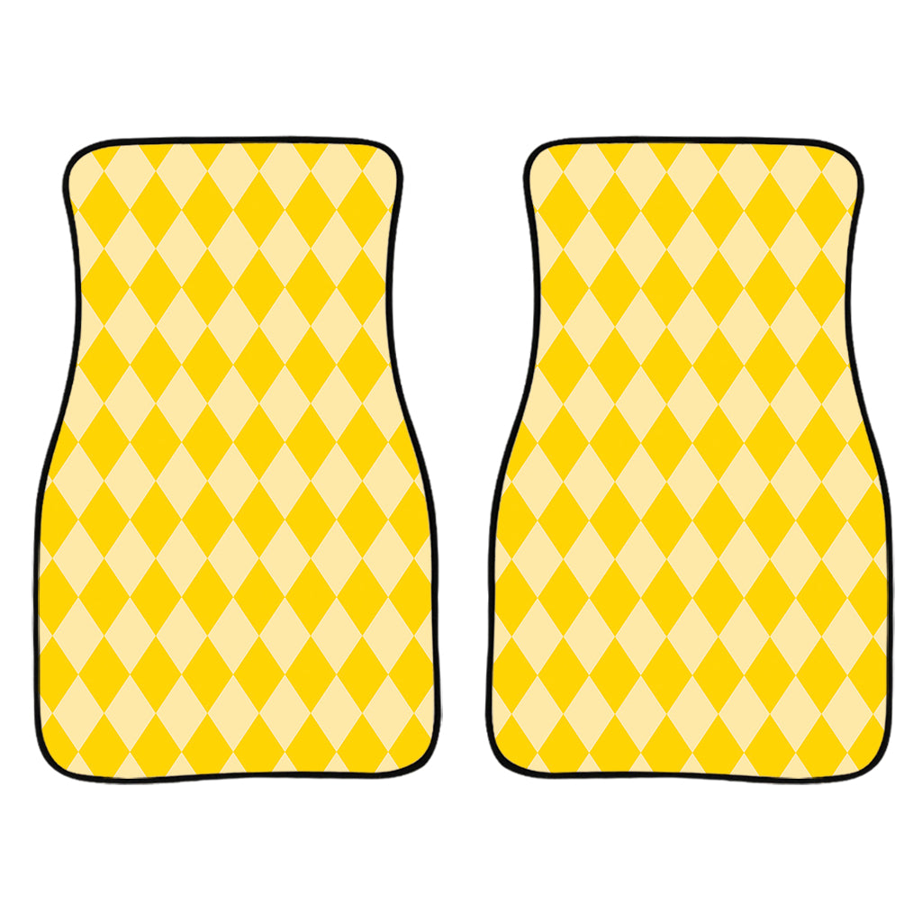 Yellow Harlequin Pattern Print Front Car Floor Mats