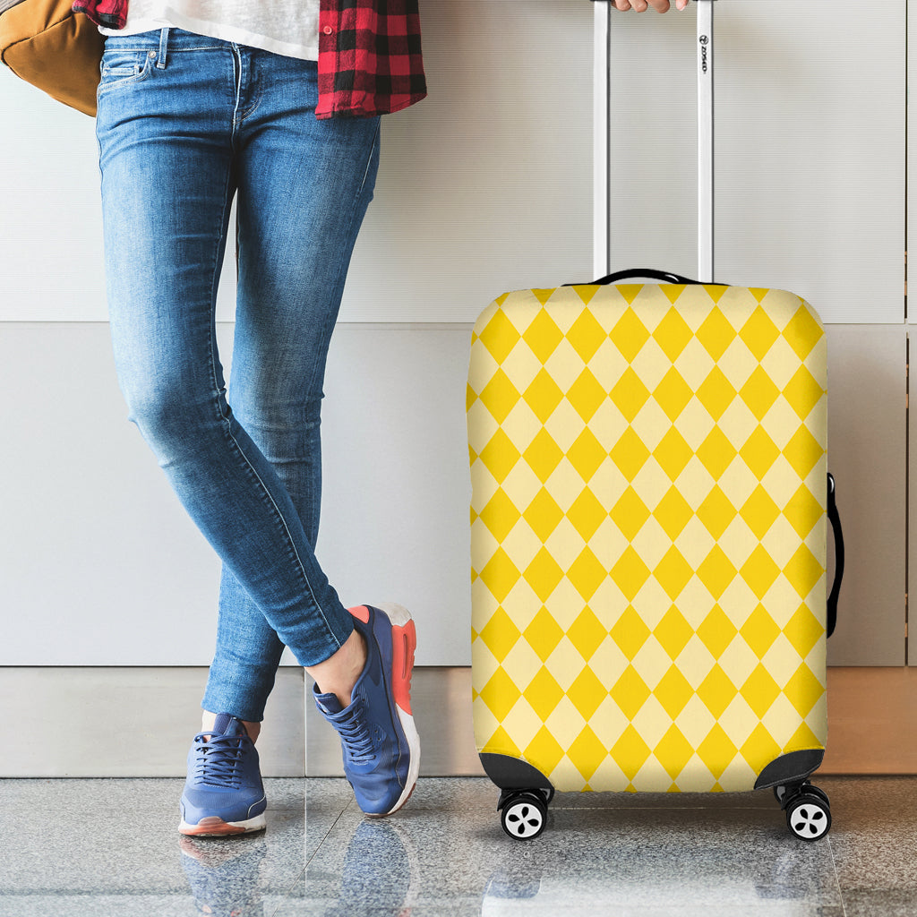 Yellow Harlequin Pattern Print Luggage Cover