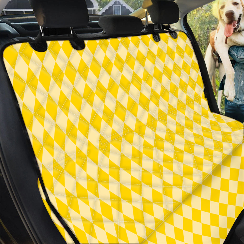 Yellow Harlequin Pattern Print Pet Car Back Seat Cover