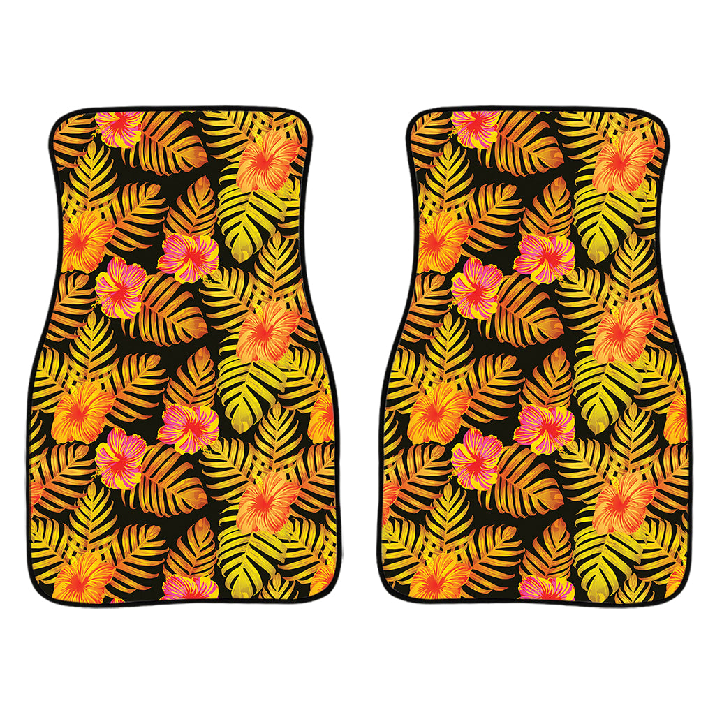 Yellow Hawaiian Tropical Pattern Print Front Car Floor Mats